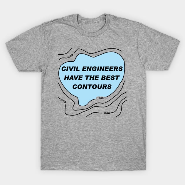 Civil Engineer Blue Contours T-Shirt by Barthol Graphics